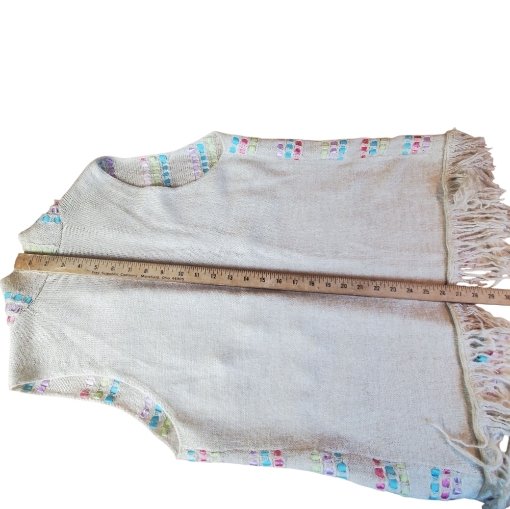 Chico's Multicolor Fringe Cardigan Vest. MED (Chico's 1). 0140 - Picture 7 of 8